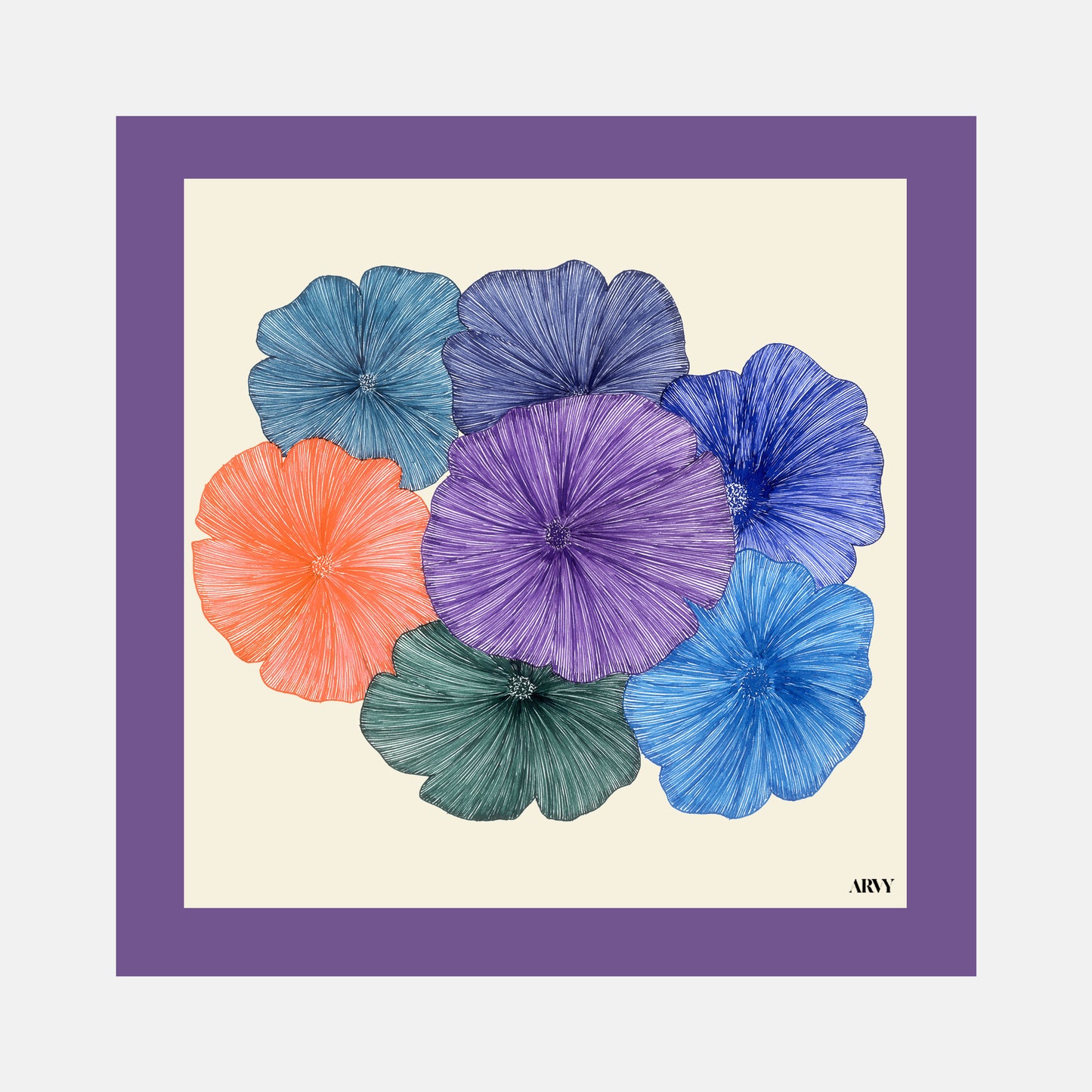 Purple Poppy Pocket Square