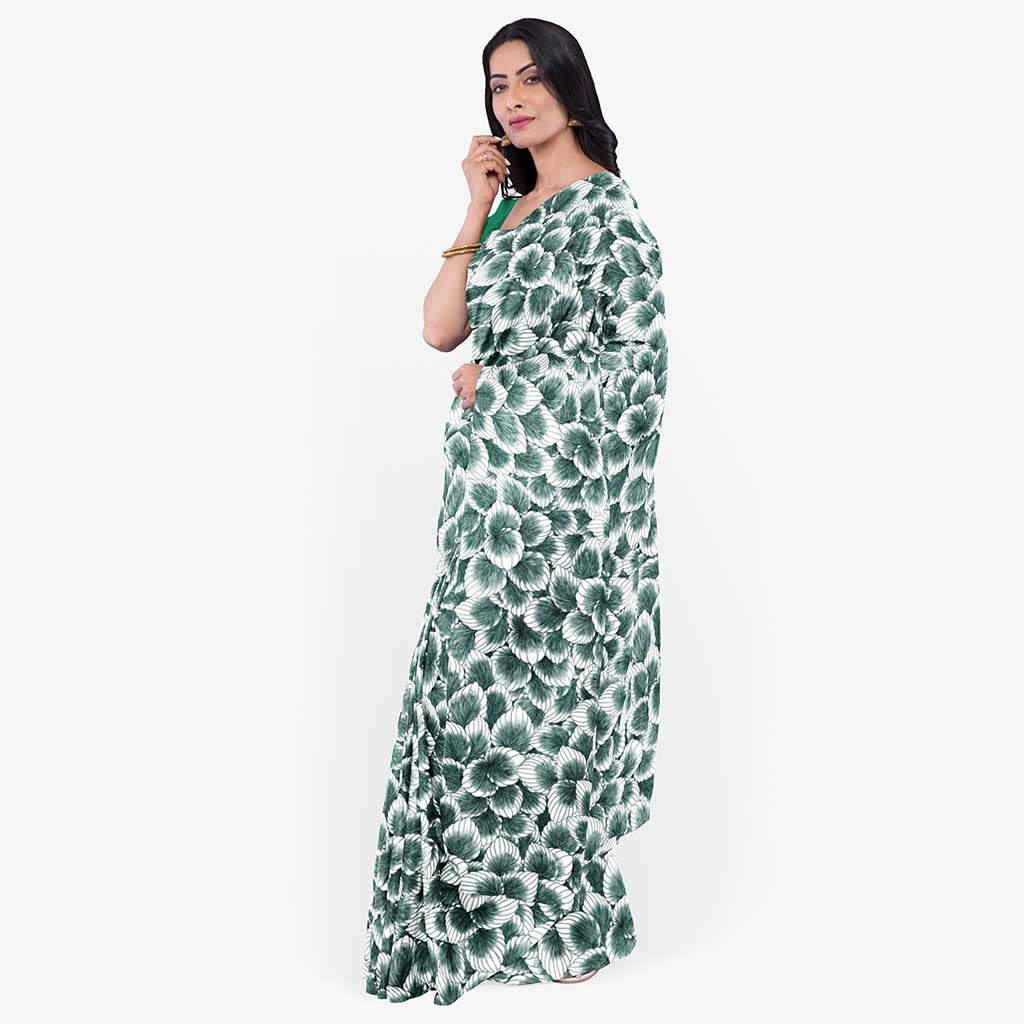 Emerald Blossom Modal Silk Saree