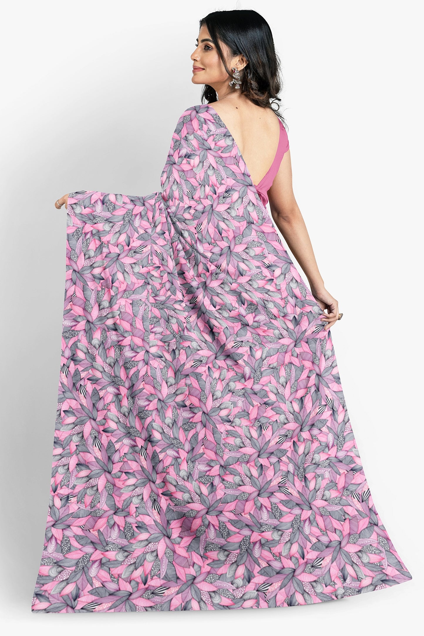 Orchid Vines Georgette Saree