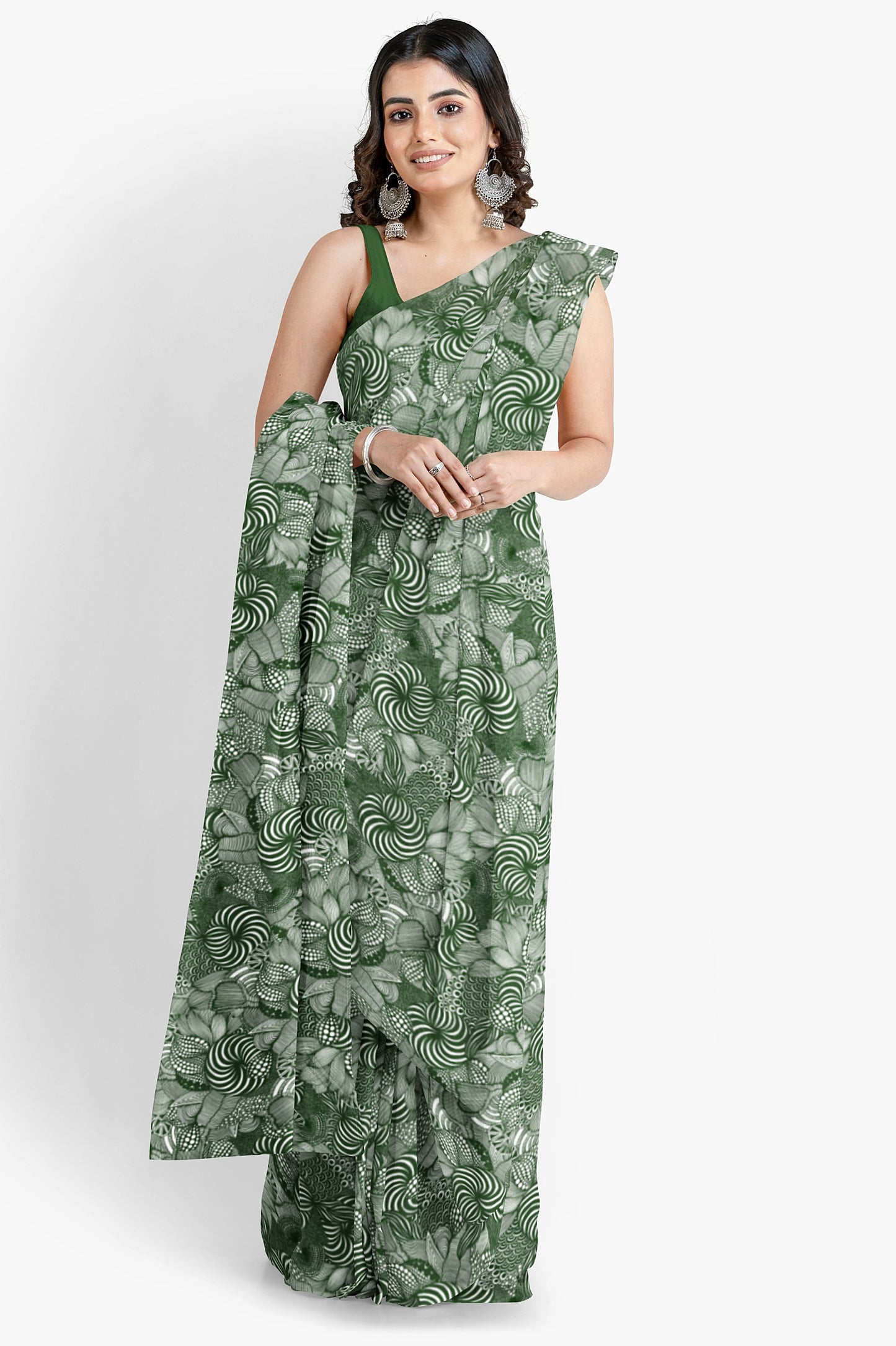 Sage Confetti Georgette Saree