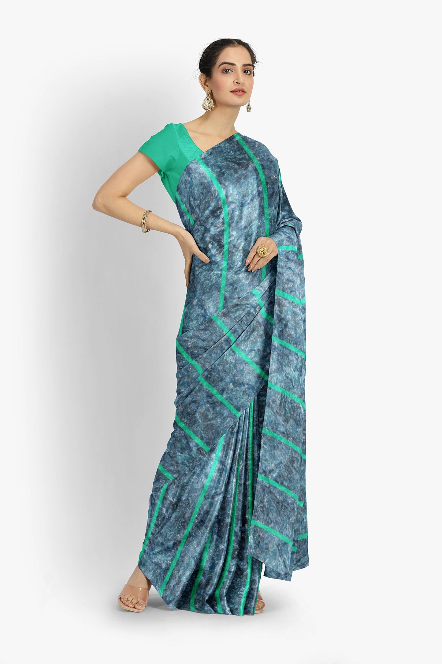 Ocean Blue Modal Silk Saree