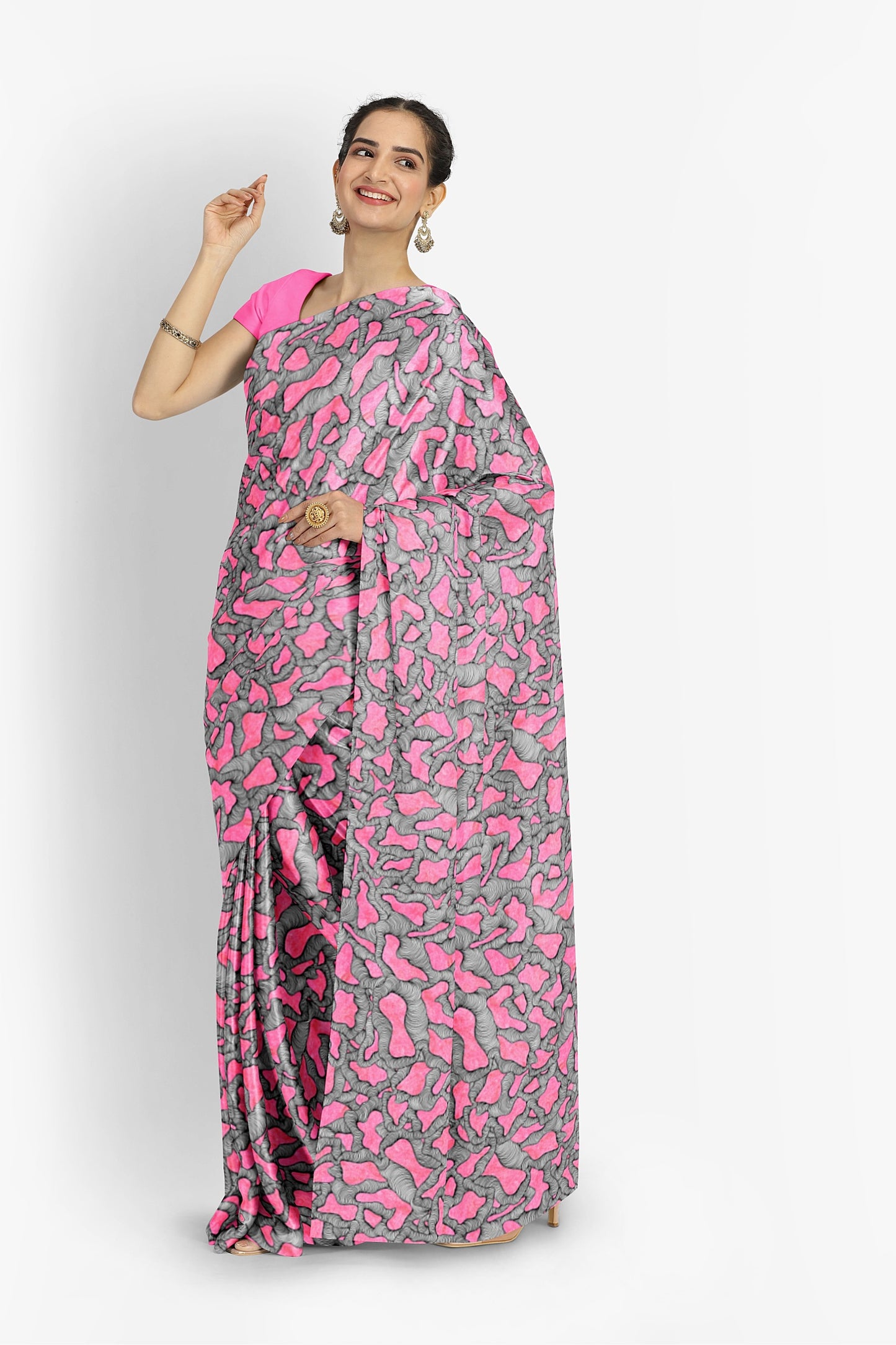 Cheetah Pink Modal Silk Saree