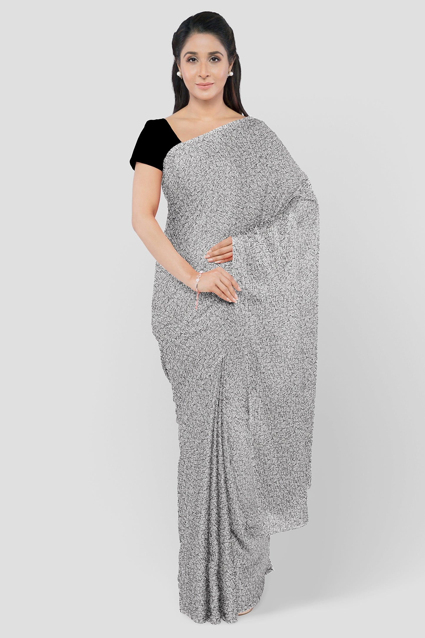 Webs of Monochrome Modal Silk Saree