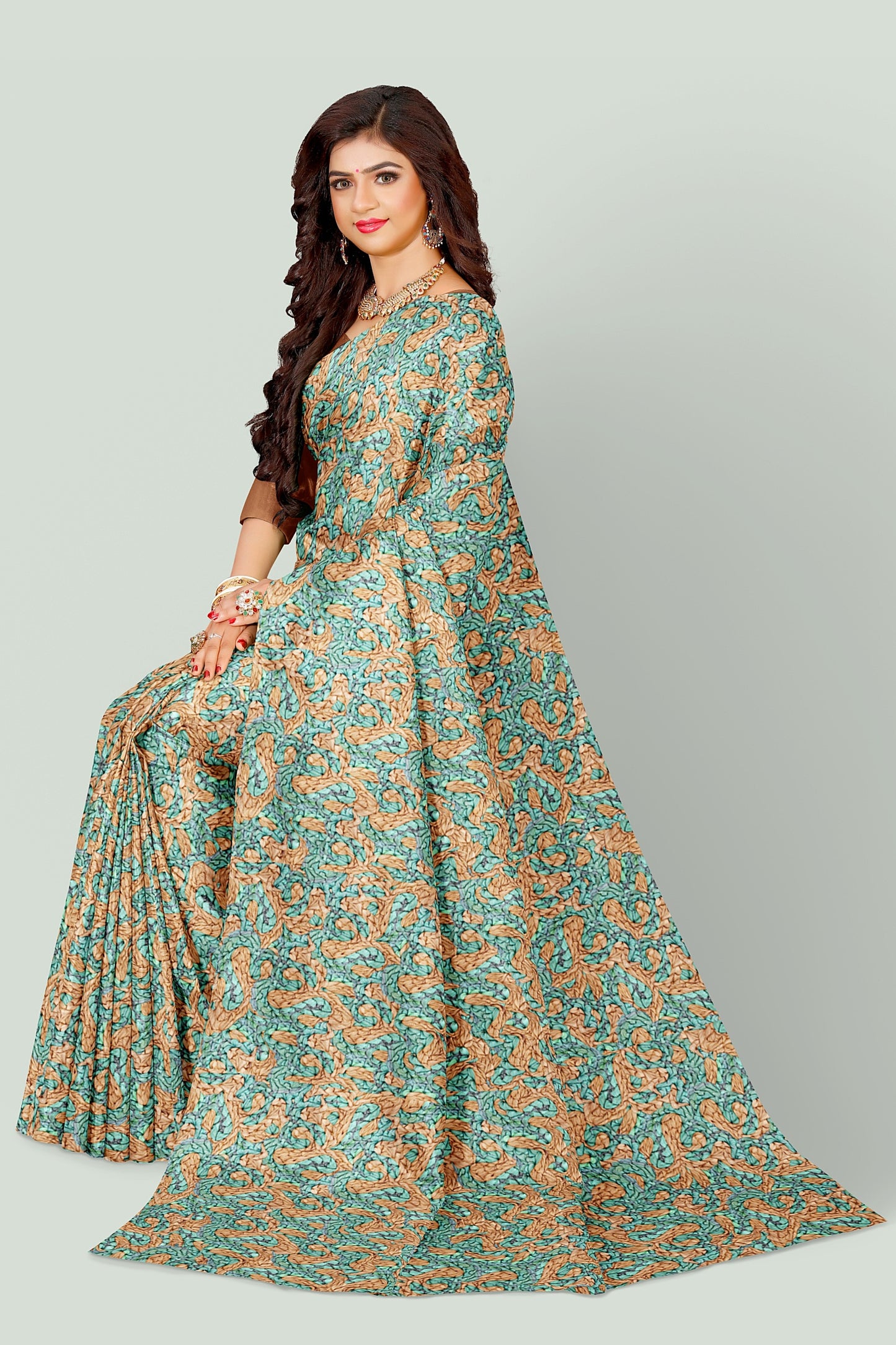 Rust Lagoon Dola Silk Saree