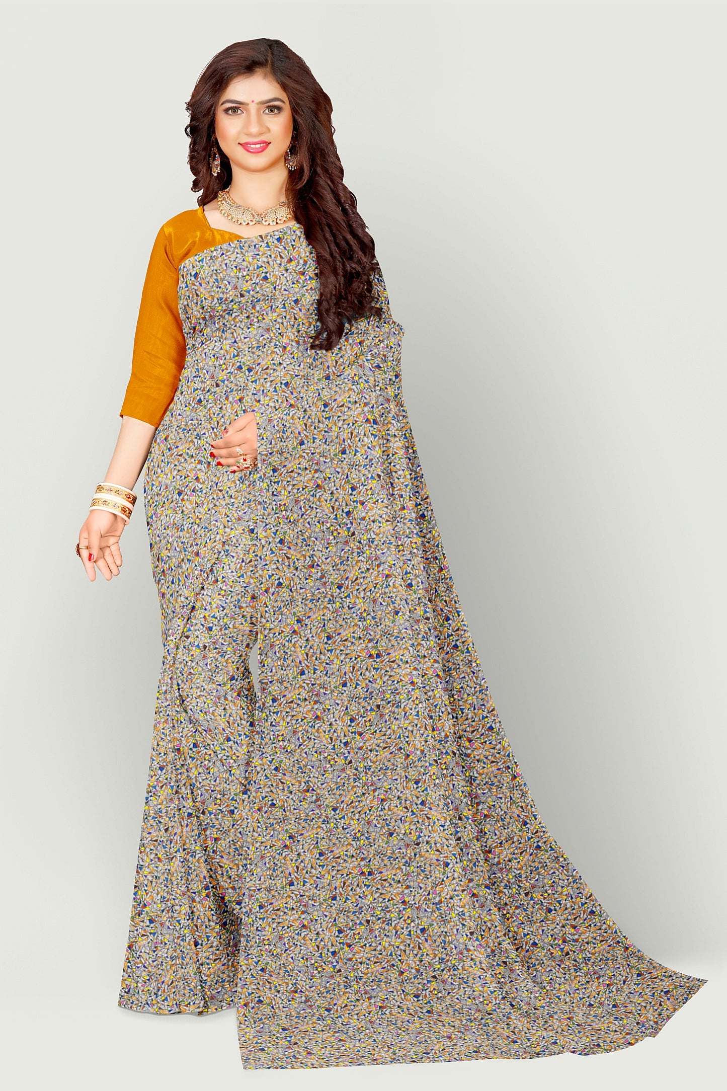 Fragment Light Italian Crepe Saree