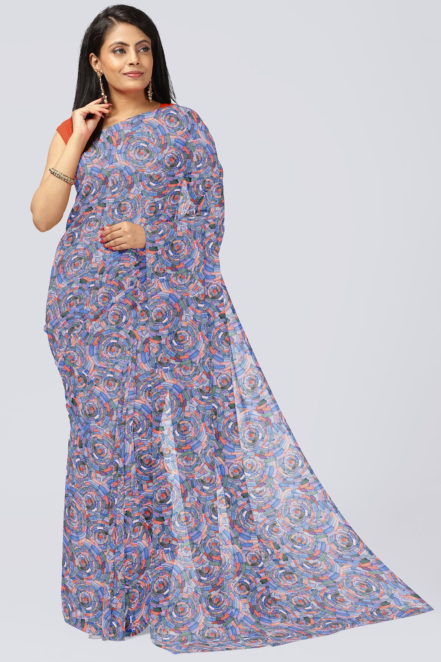 Amethyst Ruby Italian Crepe Saree