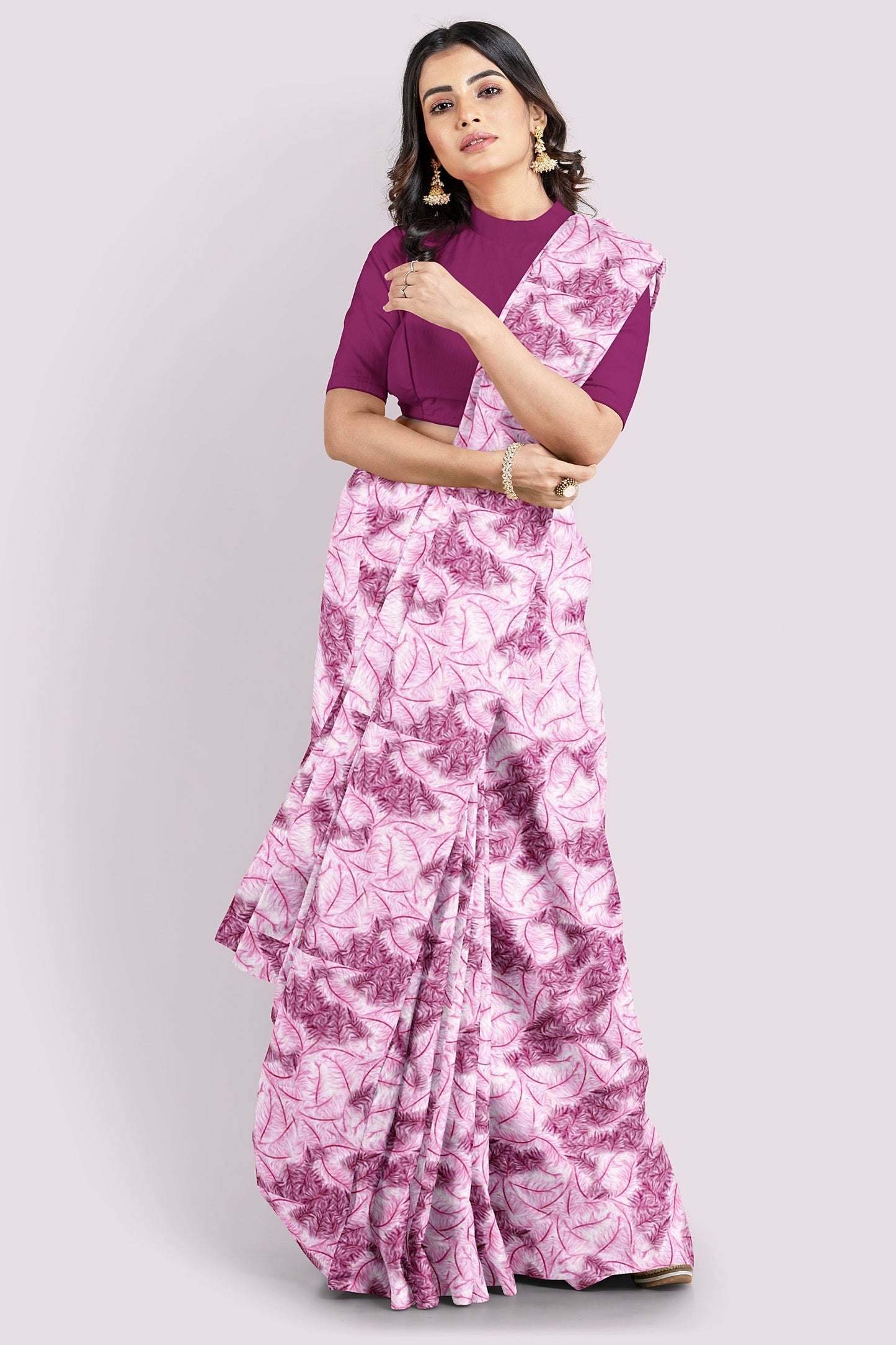 Fuschia Feathers Tusser Silk Saree