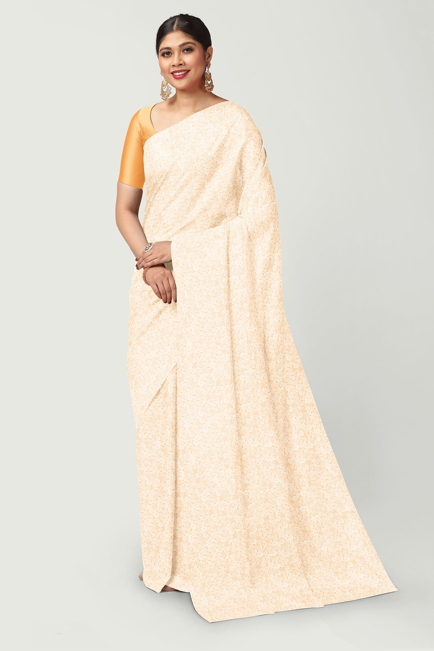 Champagne Swirls Modal Silk Saree
