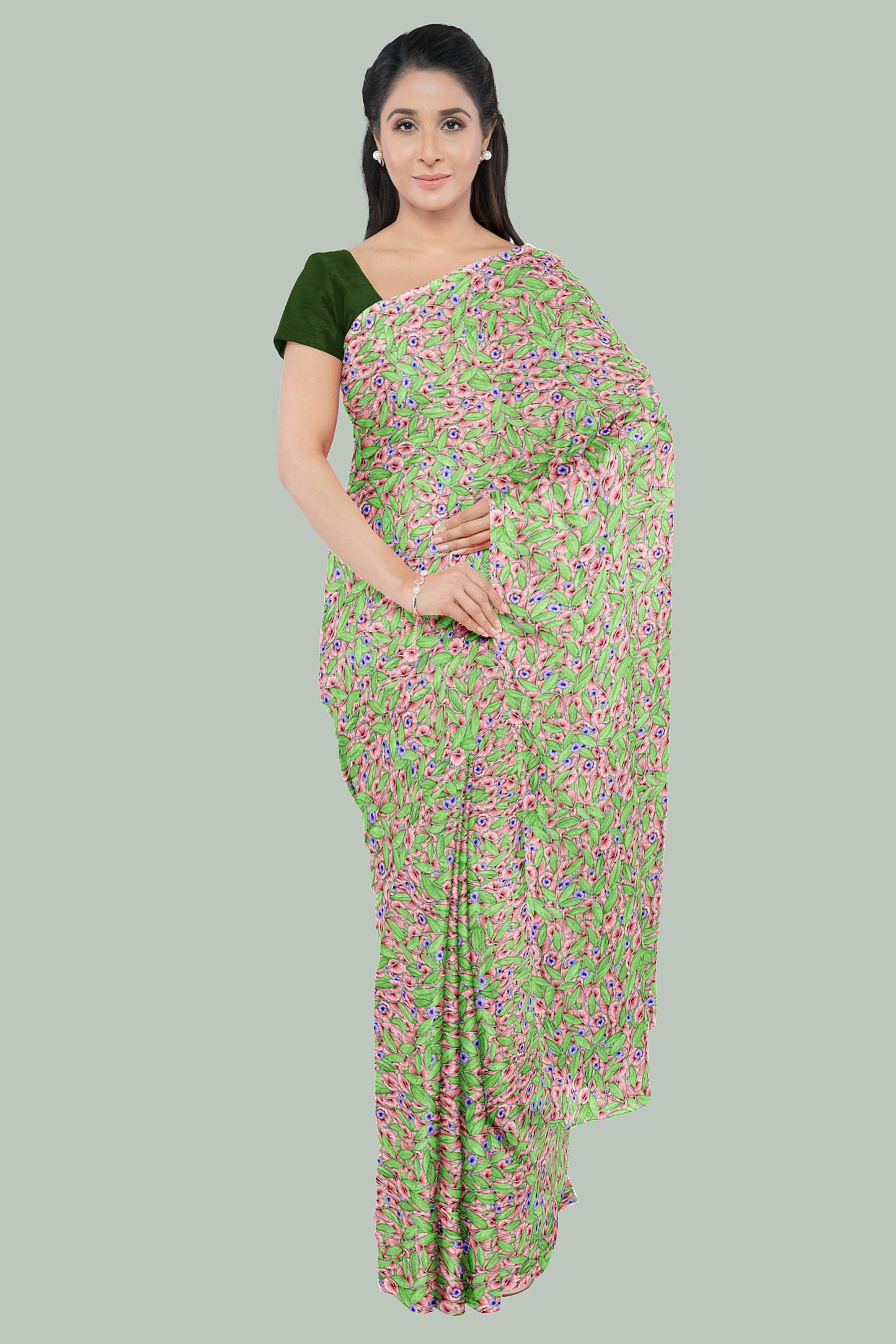 Gardenia Blooms Tusser Silk Saree