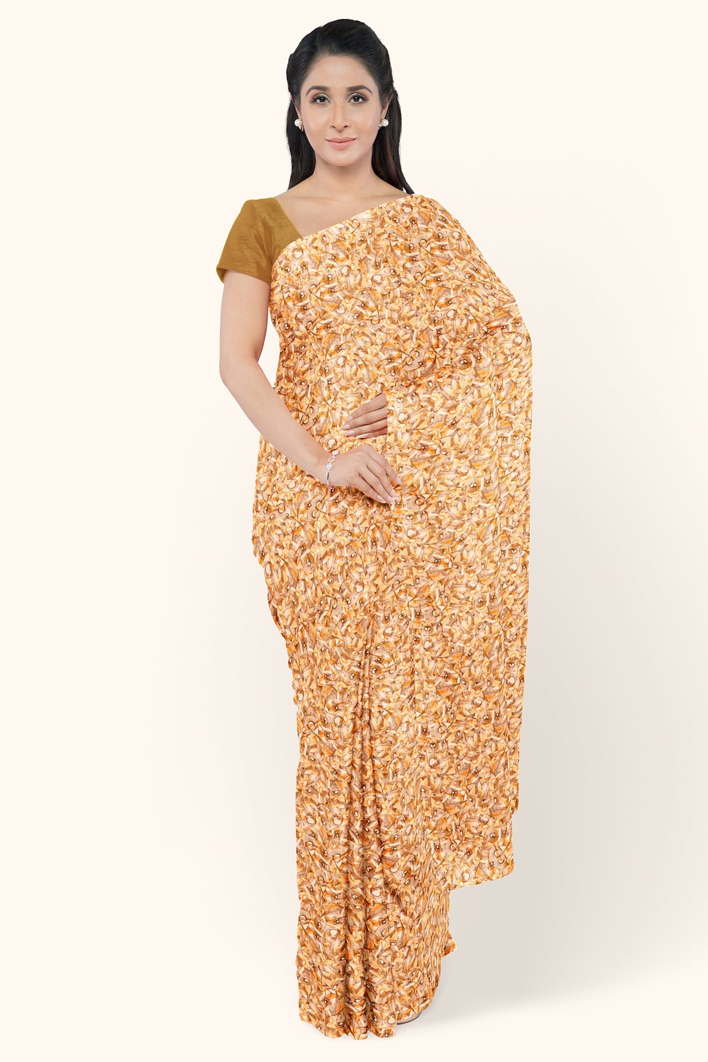 Ochre Haze Chiffon Saree