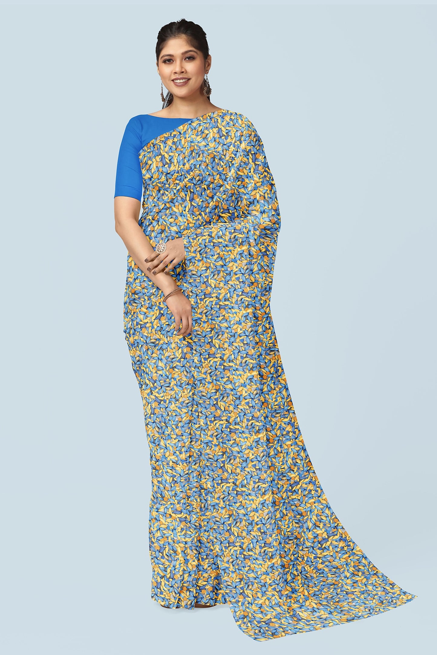 Aegean Gold Indo Satin Saree