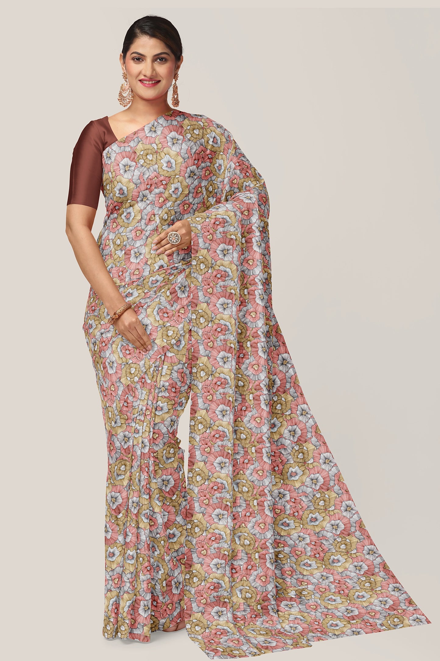 Hand-doodled multi patterned saree